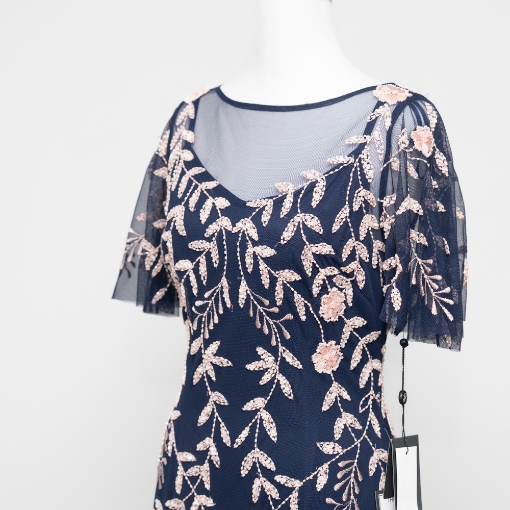 Adrianna Papell Beaded Flutter Sleeve Dress - Picture 10 of 16